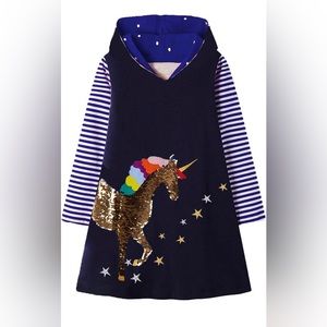 Girls hooded long sleeve sequin dress